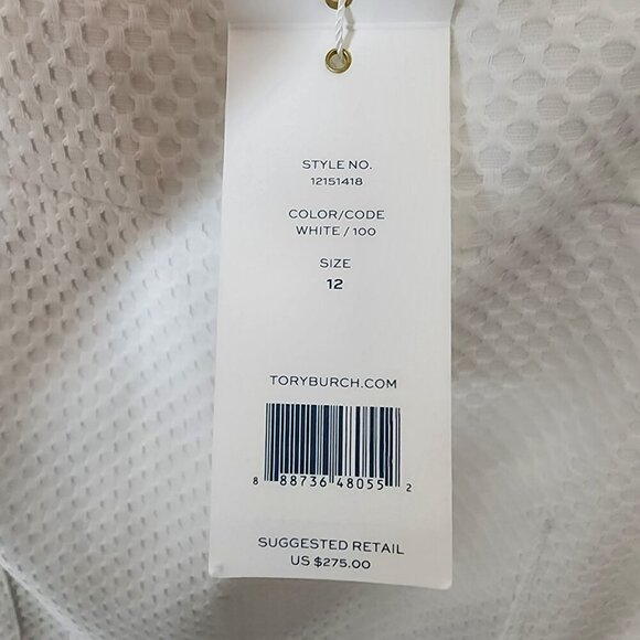 Tory Burch White Textured Sleeveless Sheath Dress Size 12 NWT $275 Cotton Blend - Picture 5 of 7